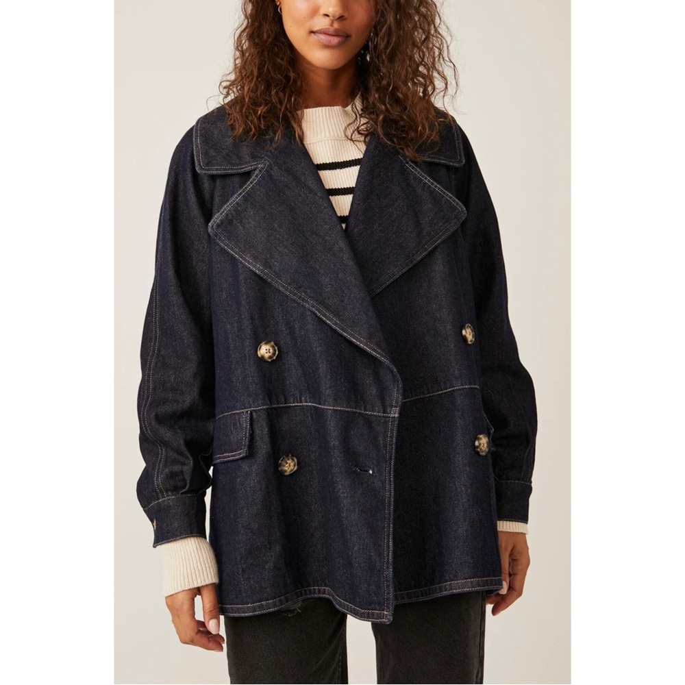 NWOT Free People Denim Car Coat